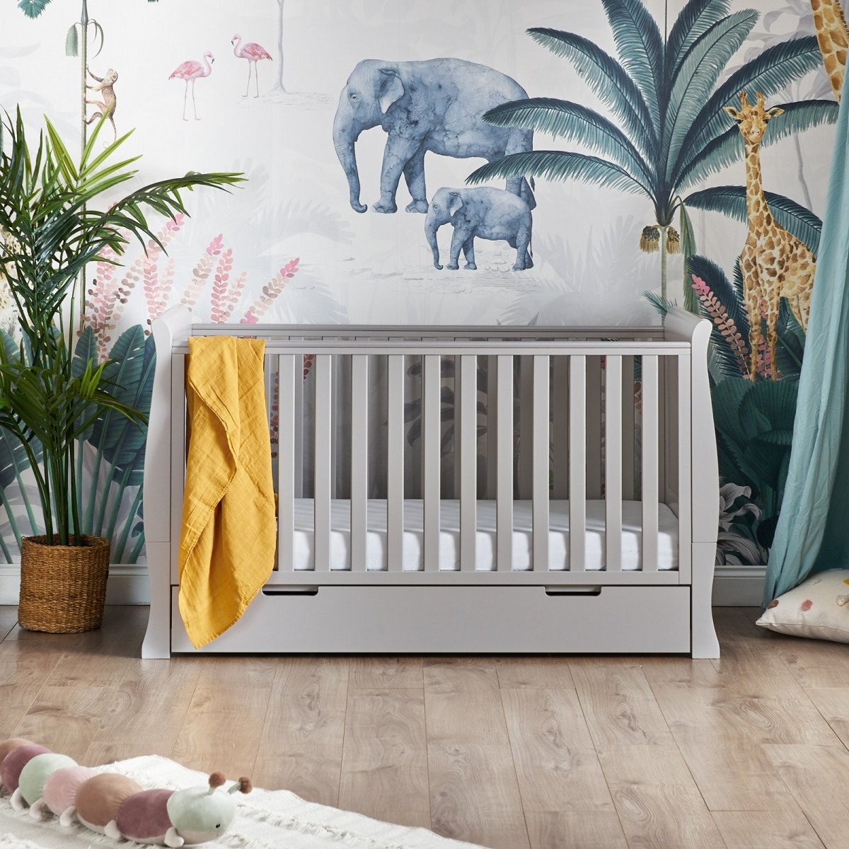 Obaby - Stamford Classic Sleigh Cot Bed with Drawer & Cot Top Changer - My Nursery Furniture Co