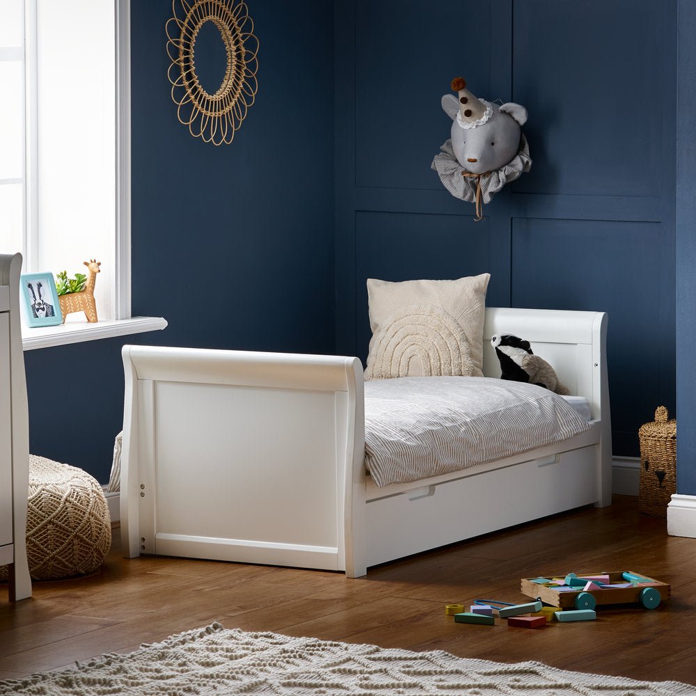 Obaby - Stamford Classic Sleigh Cot Bed with Drawer & Cot Top Changer - My Nursery Furniture Co