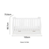 Obaby - Stamford Classic Sleigh Cot Bed with Drawer & Cot Top Changer - My Nursery Furniture Co