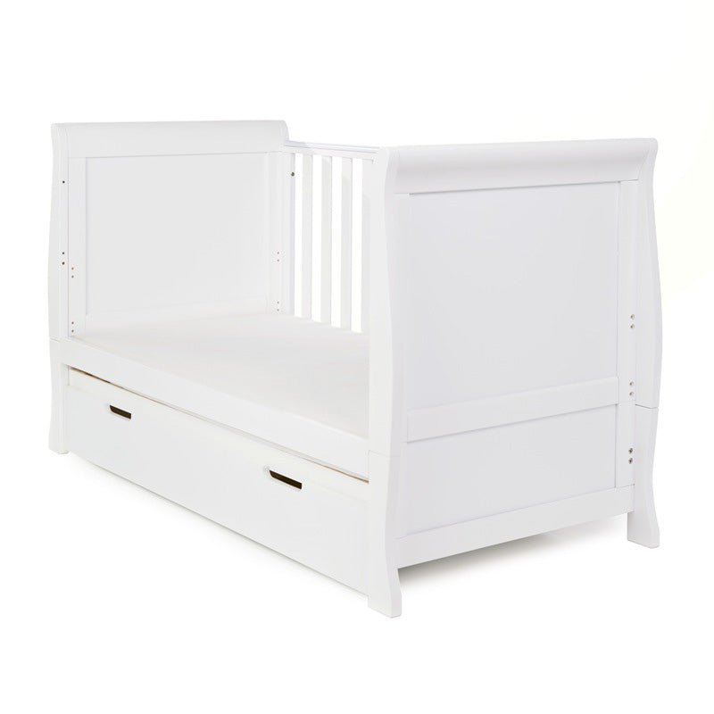 Obaby - Stamford Classic Sleigh Cot Bed with Drawer & Cot Top Changer - My Nursery Furniture Co