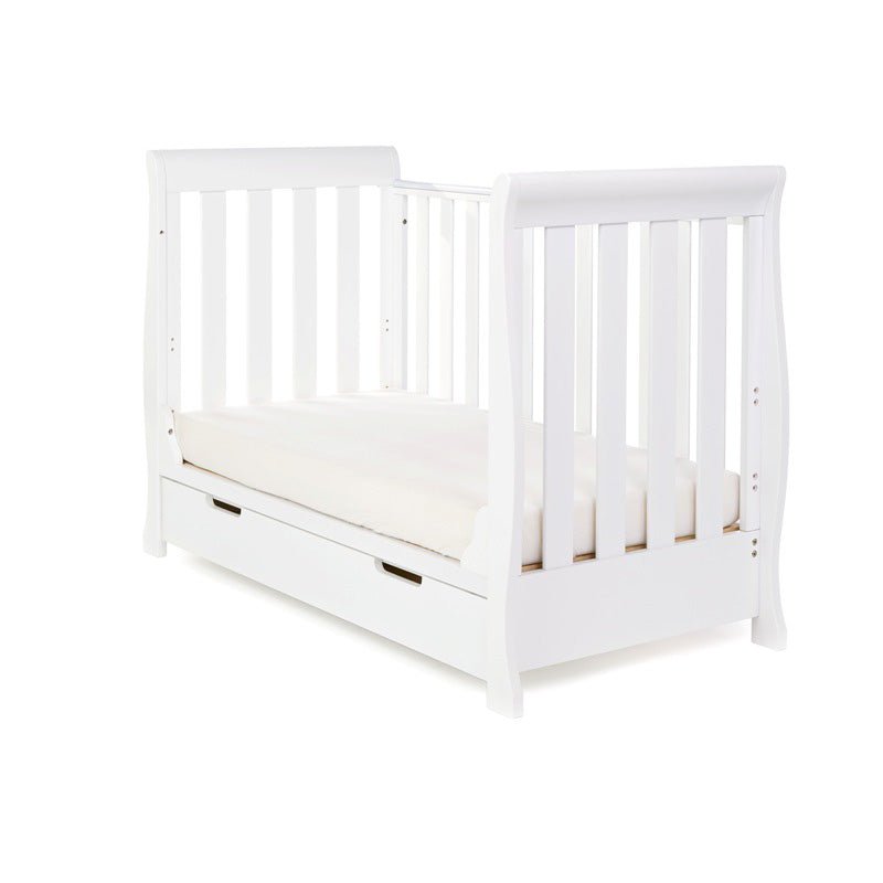 Obaby - Stamford Mini Sleigh Cot Bed with Drawer + Moisture Management Mattress - My Nursery Furniture Co