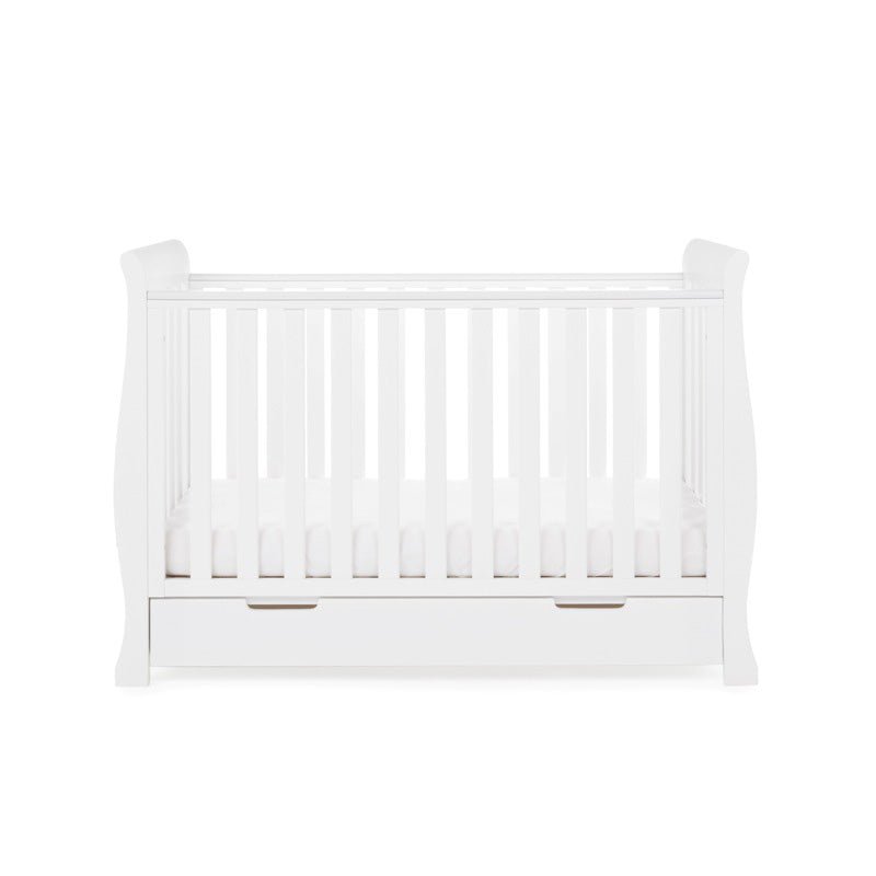 Obaby - Stamford Mini Sleigh Cot Bed with Drawer + Moisture Management Mattress - My Nursery Furniture Co