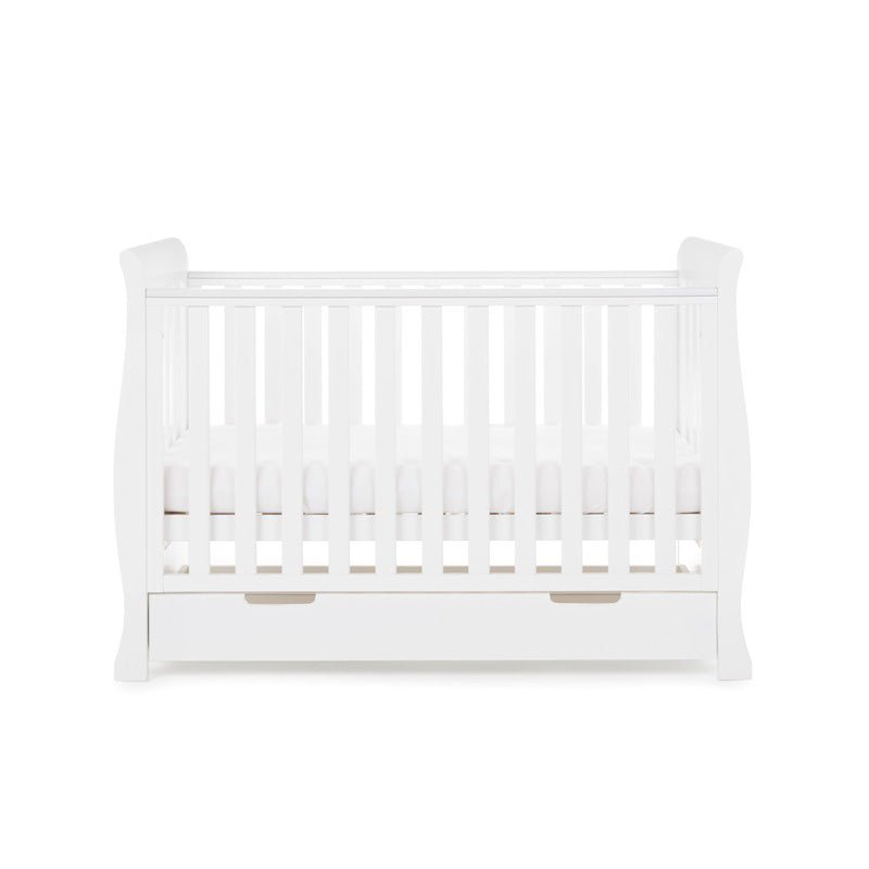 Obaby - Stamford Mini Sleigh Cot Bed with Drawer + Moisture Management Mattress - My Nursery Furniture Co