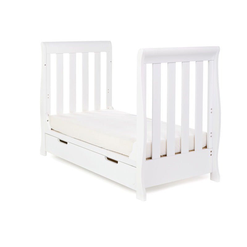 Obaby - Stamford Mini Sleigh Cot Bed with Drawer + Moisture Management Mattress - My Nursery Furniture Co