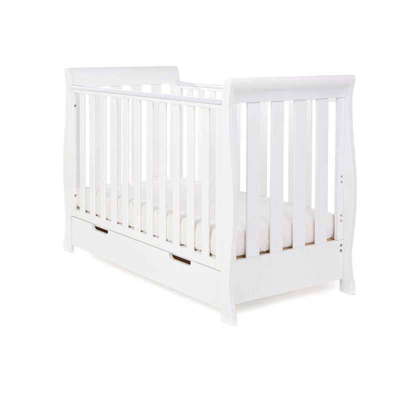 Obaby - Stamford Mini Sleigh Cot Bed with Drawer + Moisture Management Mattress - My Nursery Furniture Co